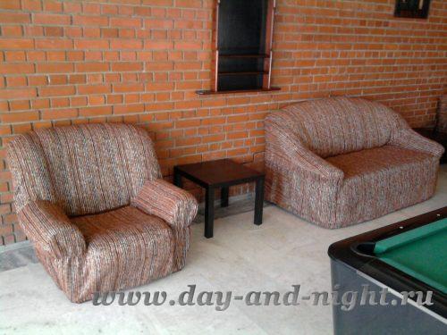 Чехлы на кресла и диваны в бильярдной отеля СК Олимпиец, г. Химки - 439.