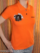 Машинная вышивка на футболке логотипа 1. Форма официанта бара Випшанс спереди - 06.